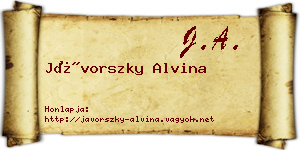 Jávorszky Alvina névjegykártya